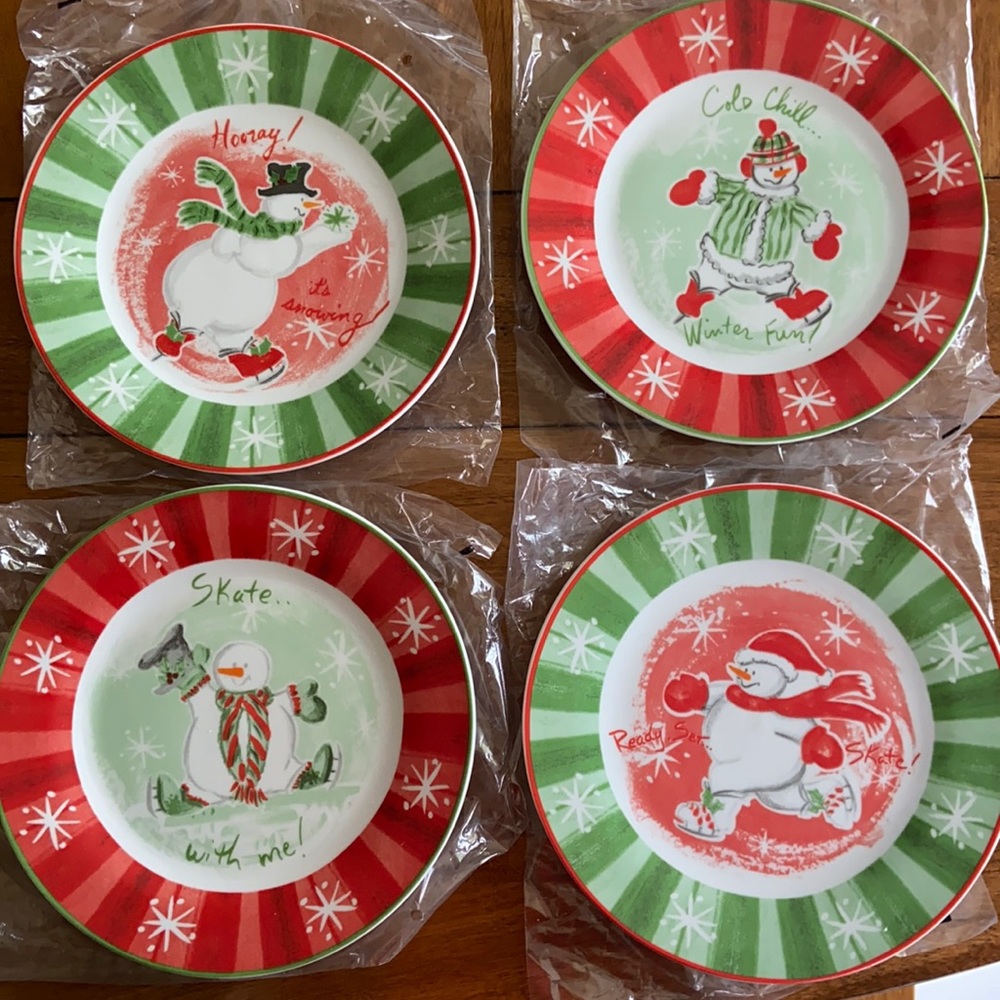 Set of 4 Christmas desert plates
